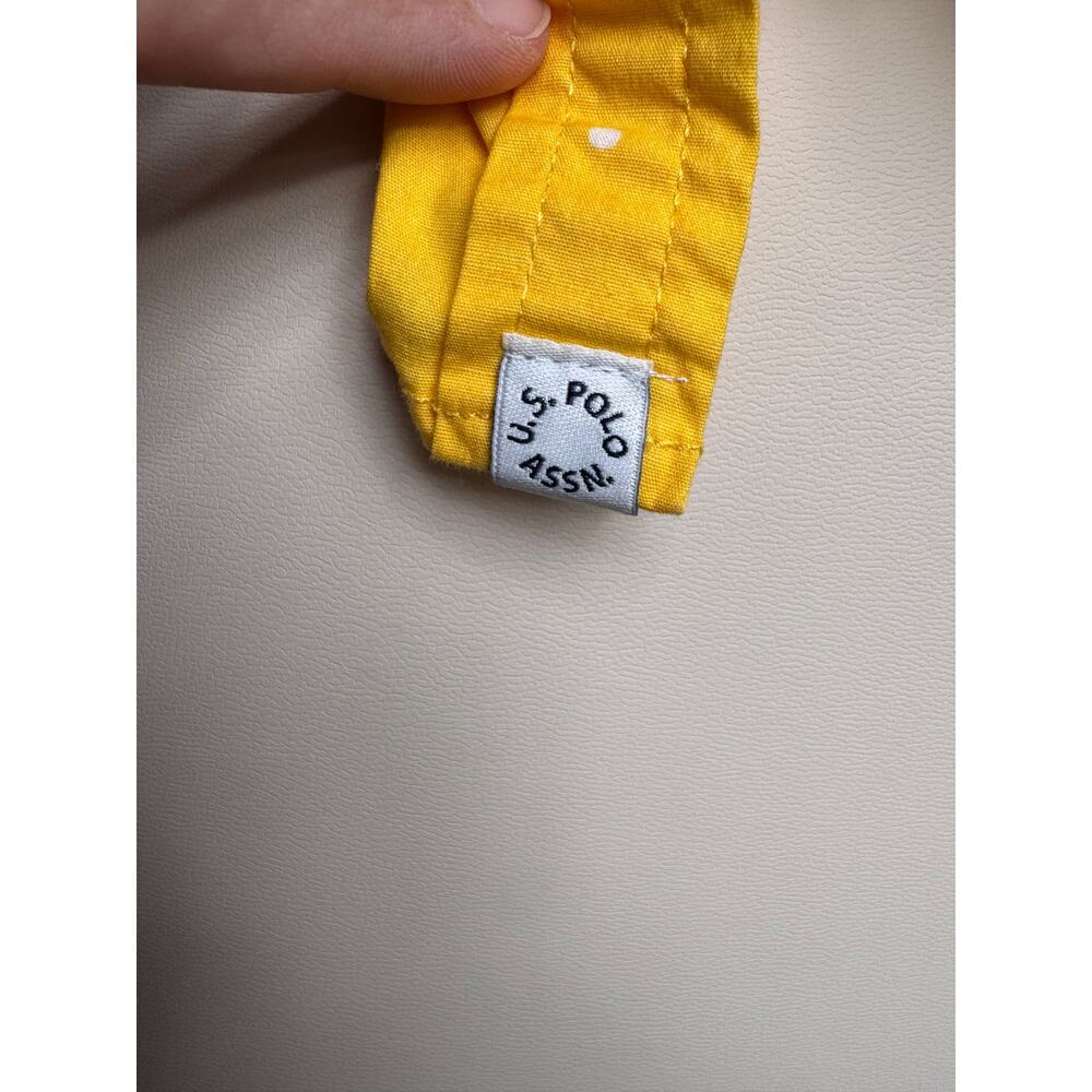 Woman's U.S. Polo Assn Yellow Polka Dot Button Down Shirt Stretch Cotton Medium - Picture 9 of 11